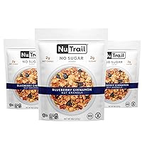 NuTrail Nut Granola Cereal, Blueberry Cinnamon, No Sugar Added, Gluten Free, Grain Free, Keto, Low Carb, Healthy Breakfast Cereal 8 oz. 3 Count