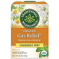Organic Gas Relief Chamomile Mint Herbal Tea, Relieves Gas & Bloating, (Pack of 1) - 16 Tea Bags