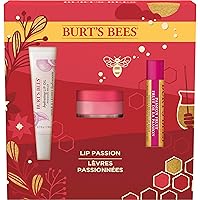 Burt's Bees Christmas Gifts, 3 Lip Care Stocking Stuffers Products, Lip Passion Set - Passionfruit Moisturizing Lip Balm, Overnight Intensive Lip Treatment & Hydrating Lip Oil