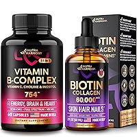 Vitamin B Complex Capsules & Liquid Biotin, Collagen Drops