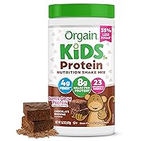 Orgain Kids Protein Powder Shake Mix, Chocolate Brownie - 8g Grass-Fed Dairy Protein, 4g Fiber, 23 Vitamins & Minerals, Gluten Free, No Soy Ingredients, Adds Healthy Nutrients to Kids Snacks, 1lb