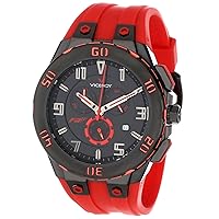 Men's 47677-75 Falonso Stainless Steel Red Rubber Strap Chronograph Date Watch