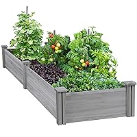 Yaheetech 8×2ft Wooden Horticulture Raised Garden Bed Divisible Elevated Planting Planter Box for Flowers/Vegetables/Herbs in Backyard/Patio Outdoor, Gray, 97 x 25 x 11in