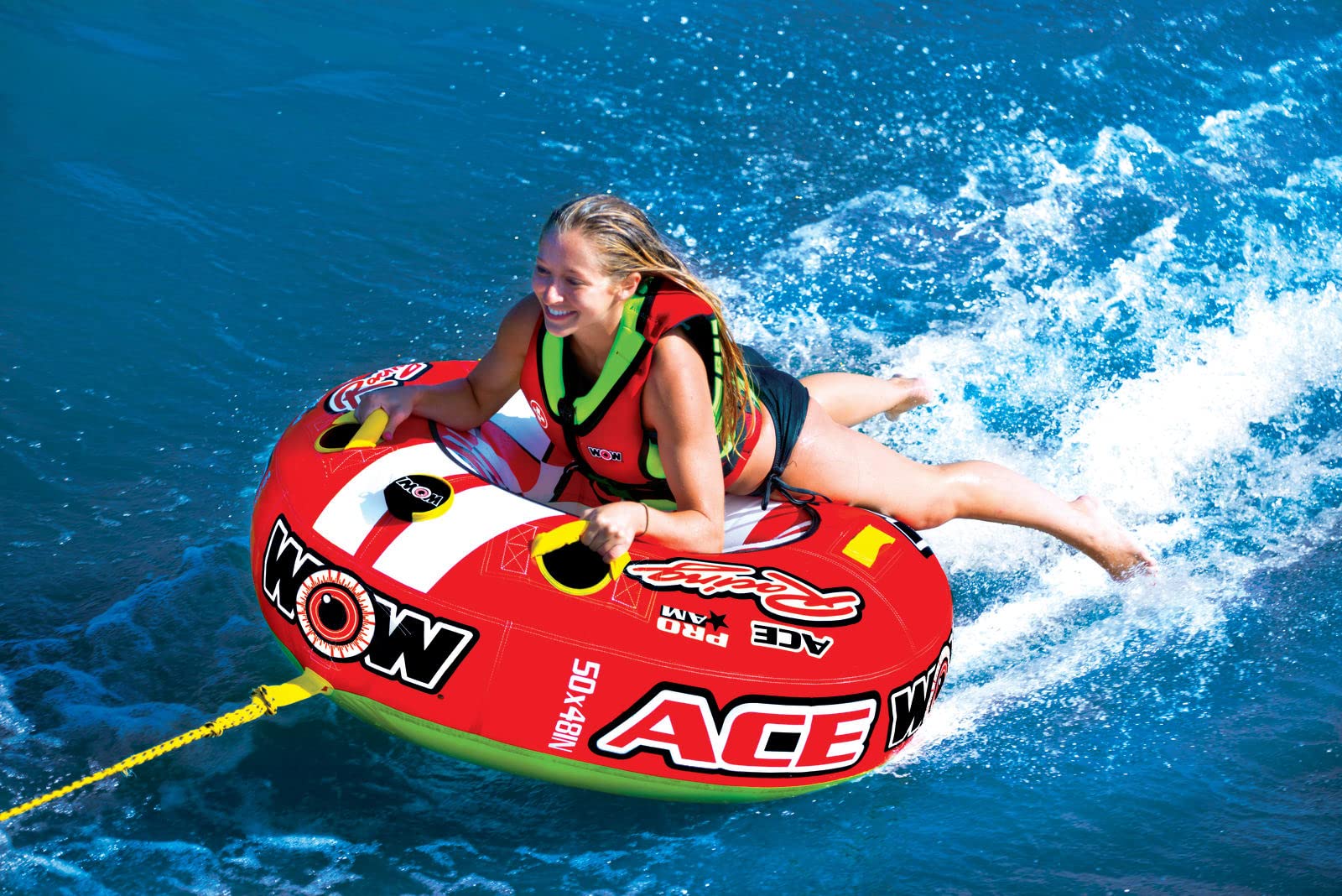 Wow Sports World of Watersports Ace Racing Boat Tube 1 Person Inflatable Towable Tube for Boating, 15-1120