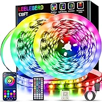 130 ft Led Lights for Bedroom,(2 Rolls of 65FT) Bluetooth Smart APP Control Color Changing RGB Led Strip Lights with Remote Control Led Lights for Room Kitchen Party Home Decoration