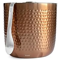 S'well Stainless Steel Ice Bucket with Tongs, Holds 68oz of Ice, Dipped Metallic, Triple Layered Vacuum Insulated Container Keeps Ice Colder for Longer, BPA Free Barware