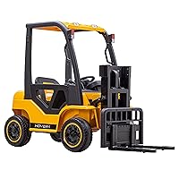 Hover-1 My First Forklift Electric Forklift with Ride-in Controls, Remote Control, Liftable Fork, Gears, Storage Trunk, and Pallet Yellow/Black Large