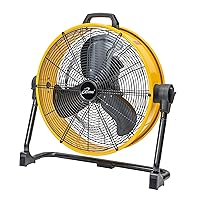 iLiving 20 Inches 5703 CFM Heavy Duty High Velocity Barrel Floor Drum Fan With DC Brushless Motor,Stepless Speed Adjustment for Workshop, Garage, Commercial or Industrial Environment, UL Safety Listed