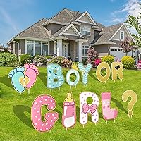 AerWo 11 Pcs Gender Reveal Party Decorations Baby Shower Yard Signs with Stakes, Boy or Girl Gender Reveal Ideas Yard Letters Lawn Signs for Indoor Outdoor Garden Lawn Party Supplies Decorations