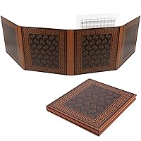 DM Screen Faux Leather Embossed GM Screen - Four Panel Folding Dungeon Master Screen with Wet Erase Transparent Pockets and Compatible with Tabletop Roleplaying Games, Inserts Not Included