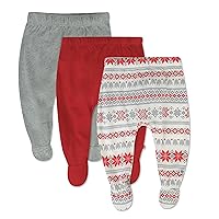 HonestBaby 3-Pack Footed Pants Roomy Fit Pull on Bottoms 100% Organic Cotton for Infant Baby Boys, Girls, Unisex