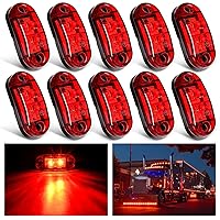 Nilight 2.5Inch Oval Side Marker Light 10PCS Red 2 Diode LED Clearance Light Trailer Fender Light Waterproof Surface Mounted for 10-30V Truck Camper Boat Lorry, 2 Years Warranty