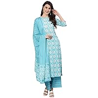 Rayon Printed Kurti Pant Set With Printed Dupatta Beautiful Indian Dress Casual Suit For Women's