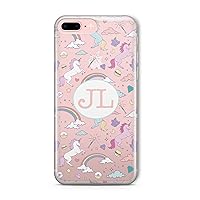 Personalised Clear Unicorn Initial Name Phone Case Cover for iPhone Samsung Range iPhone 8 Plus/Rainbow Unicorn Collage