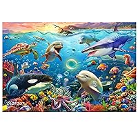 Underwater World Jigsaw Puzzles for Kids Ages 4-8 4-6 5-8 8-10 Year Old,100 Piece Jigsaw Puzzle for Toddler Children Learning Educational Puzzles Toys for Boys and Girls Gift Family Time