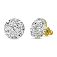 Mens Ladies 14K Gold Over Silver Lab Diamond Earrings Screw Back Studs Iced Out aretes para hombre - Men's Earrings, Screw Back, Men's Jewelry, Hip hop Earring