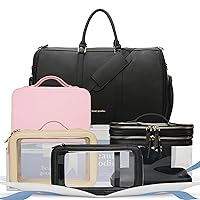 Clear Travel Makeup Bag Cosmetic Organizer + Clear Small Travel Makeup Bag for Purse + Carry On Travel Makeup Cases + Travel Toiletry Bag for Traveling Women + Convertible Carry On Garment Bags