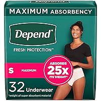 Depend Fresh Protection Adult Incontinence & Postpartum Bladder Leak Underwear for Women, Disposable, Maximum, Small, Blush, 32 Count, Packaging May Vary