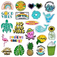 22Pcs Summer Iron on Patches Vsco Vintage Embroidered Patches Cute Hawaiian Applique Patches for Clothing Backpacks Jeans Hats