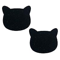 Premium Absorbent All-Natural 100% Wool Felt Cork-Backed Cat Head Drink Coasters (2 Black)