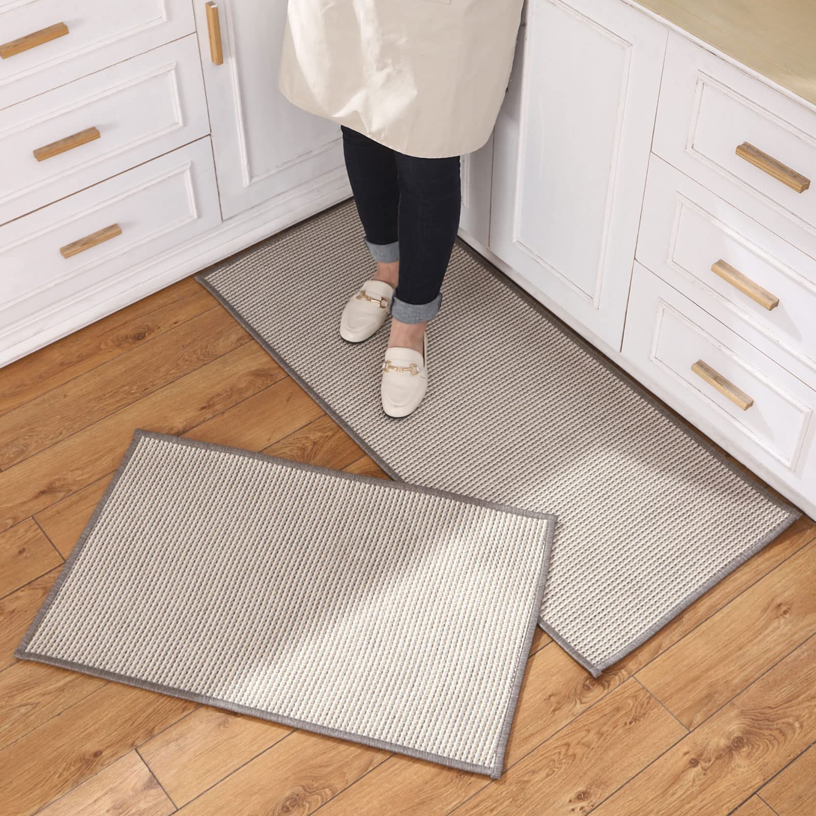 MATKIK Kitchen Rugs Washable Sets of 2 Pieces Farmhouse Kitchen Rugs and mats Non Skid Kitchen Runner Rugs Absorbent Rubber Kitchen Floor mats for in Front of Sink,Hallway,Laundry Room
