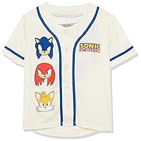 Sega Sonic The Hedehog, Tails, & Knuckles Boys Baseball Jersey Classic Mesh Button Down Shirt