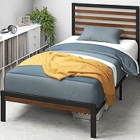 Kai Bamboo and Metal Platform Bed Frame with Headboard / No Box Spring Needed / Easy Assembly, Twin