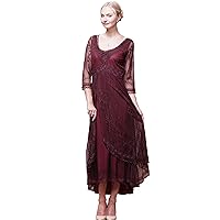 Nataya 40163 Women's Downton Abbey Vintage Style Wedding Dress in Ruby