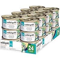 Solid Gold Canned Cat Food - Nature's Harmony Wet Cat Food Shreds in Gravy - Grain & Gluten Free Cat Wet Food Made with Real Chicken & Duck for Sensitive Stomach Support & Digestive Health - 24 Pack