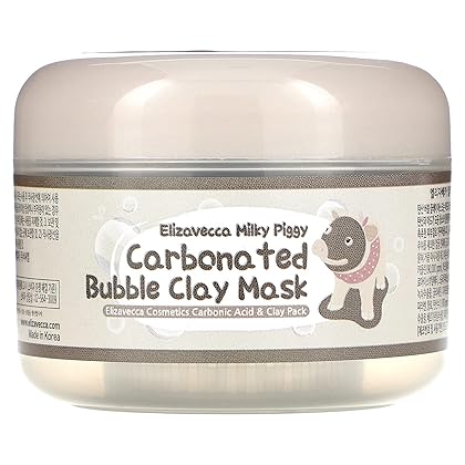 Elizavecca Milky Piggy Carbonated Bubble Clay Mask 100g/3.53 oz. - Wash off Face Wash | Bubble Skin Care | Wash off Face Dead Skin | Blackhead Remover | Deep Cleansing Face | Minuteness Bubbles Mask Pack