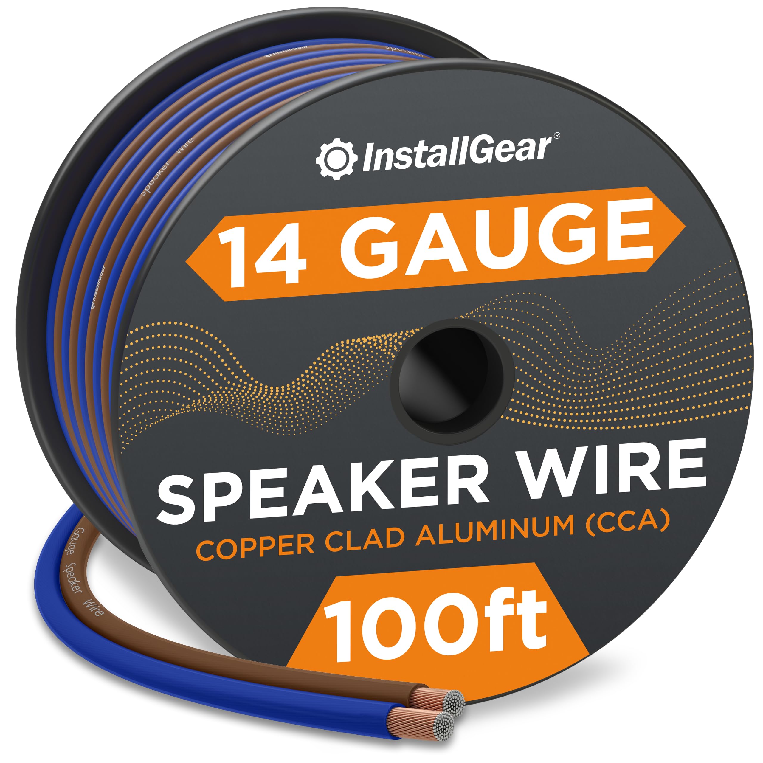 InstallGear 14 Gauge Speaker Wire Cable (100 Feet), 14 AWG Speaker Wire Cable, True Spec Soft Touch Cables | Great Use for Car Speakers Stereos, Home Theater Speakers, Surround Sound, Radio Wires