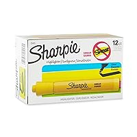 SHARPIE Tank Style Highlighters, Chisel Tip, Yellow, 12 Count