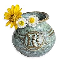 Custom Letter Mini Vase for Picking Mommy Flowers - New Mom to Be Keepsake Pot - Handmade Miniature Pottery for Baby Shower Favor Presents Green