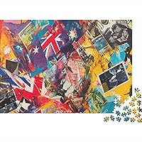 Color Collage Jigsaw Puzzles for Adults 1000 Piece Flag of Australia Challenging Game Woodiness Furniture Decoration Puzzle Precise Interlocking Design for Teens and Adults 1000pcs (75x50cm)