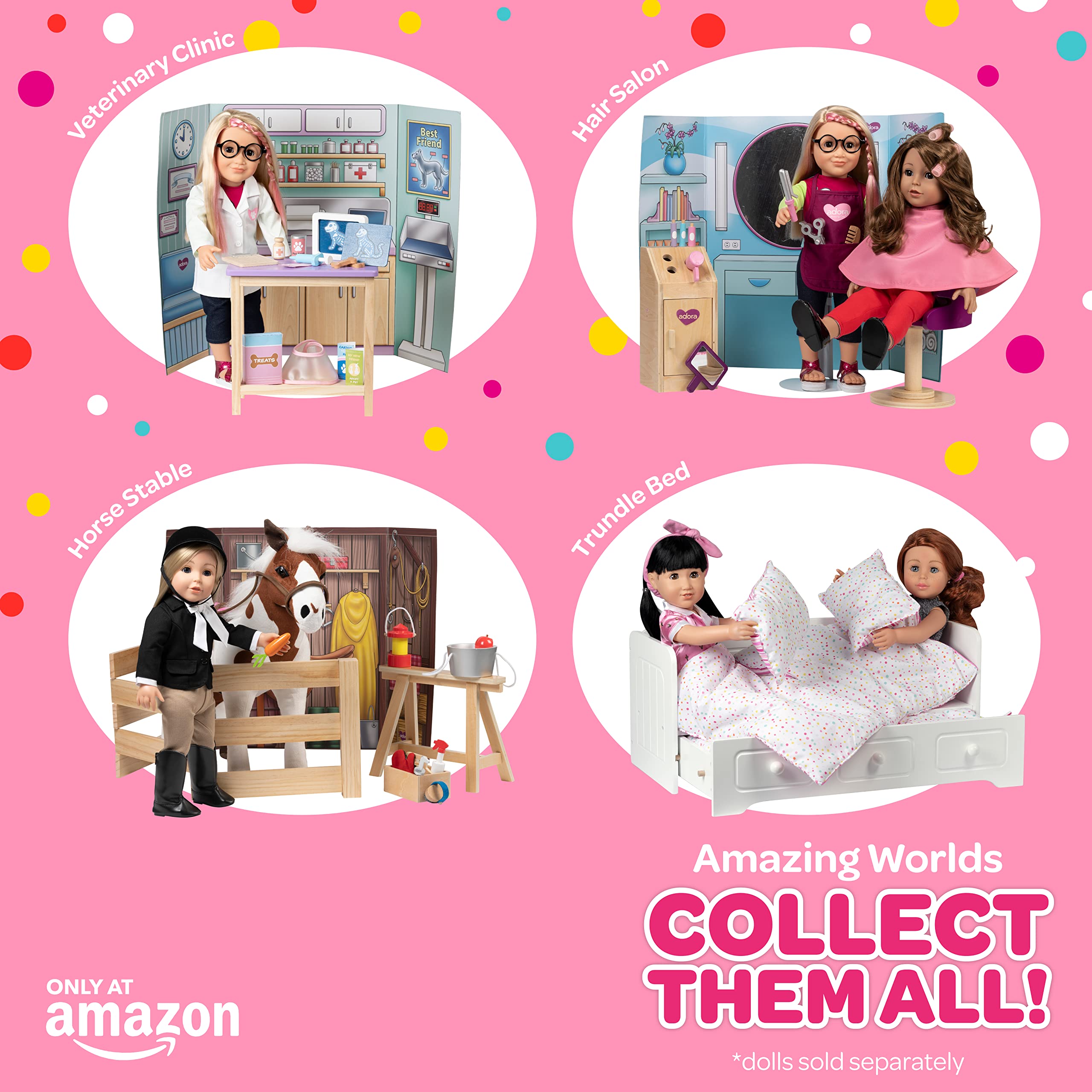 Adora Amazing World “Artist Studio Wooden Play Set” 16 Piece Accessory Set for 18” Dolls Including Amazing Girls and American Girl Dolls (218893)