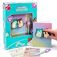 SQUISHMALLOWS Original Squishy Diary Set, Includes 5 x 7 Diary, 60 Sheets, Kawaii Stickers, Pen, Fun Journaling Kit & Sketchbook for Kids, School Supplies, Journal for Girls