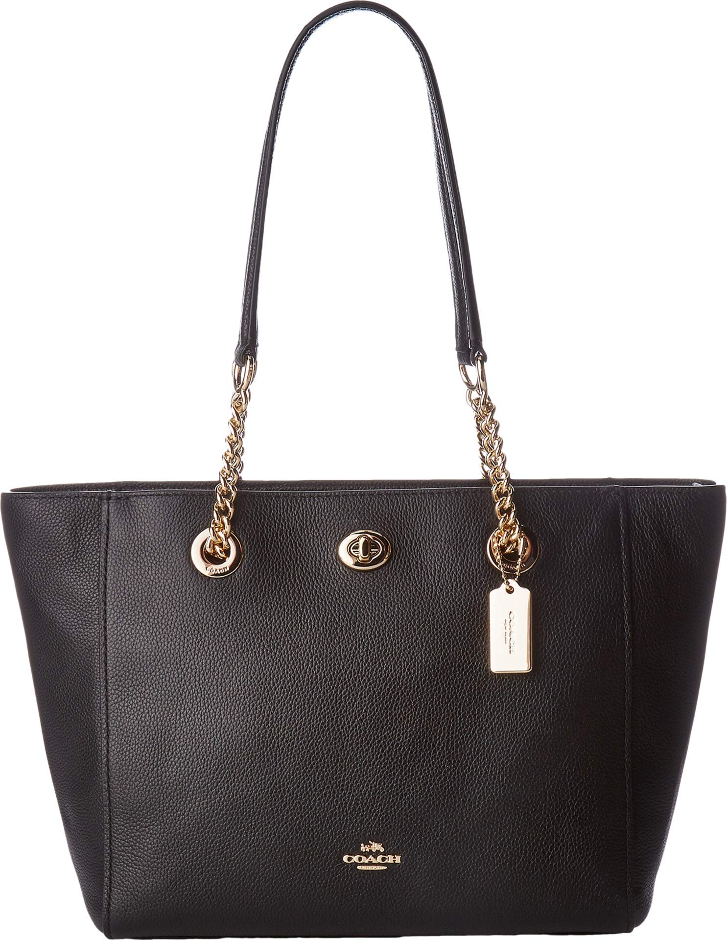 COACH Women's Pebbled Turnlock Chain Tote 27