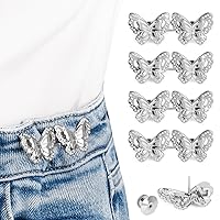 TOOVREN Pant Waist Tightener, Jean Buttons for Loose Jeans, No Sew and No Tools Jeans Button Tightener, Adjustable Buttons for Jeans Pants Button Tightener, Butterfly Instant Button Pins 4 Sets