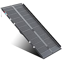 Black Portable Wheelchair Ramp, 6FT No-sew Non-Slip Aluminum Wheelchair Ramp, Folding Portable Wheelchair Ramps for Home, Weight Capacity Up to 600 LBS