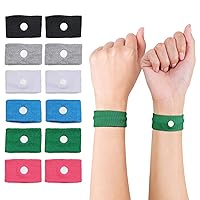 Motion Sickness Wristband, Anti-Nausea Acupressure Wrist Band for Nausea Relief, Dizziness and Vomiting from Car Boat Flying Travel Sickness (Black/Grey/Light Blue/White/Green/Red, 6 Pairs)