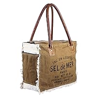 vintage crafts Bags Sel De Mer Upcycled Canvas Hand Bag Upcycled Canvas & Cowhide Tote Bag Radiant Leather Bag
