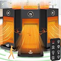 Space Heaters for Indoor Use,2023 Upgraded PTC Portable Mini Space Heaters with Sensor,Humidifier & 3D Flame Effect,1500W Electric Ceramic Heaters with Oscillating for Room,Garage,Office,Home
