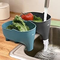 Kitchen Sink Drain Basket | Elephant Drain Basket & Rack | Multi Functional Filtering Drain for Shelf Corner | Kitchen Sink Drain Strainer for Food | Large Dish Drainer for Fruits, Vegetables & More