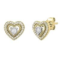 Dazzlingrock Collection 0.15 Carat (ctw) Round White Diamond Ladies Heart Shape Stud Earrings, Available in 10K/14K/18K Gold