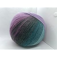 Angora Design Teal Turquoise Moss Mauve Lilac Self-Striping Fine Weight Acrylic Angora Wool Blend Yarn - 3.53 Ounces (100grams) 601 Yards