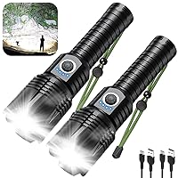 Flashlights High Lumens Rechargeable, 990,000 Lumens High Powerful Flash Lights, Super Bright Tactical Handheld Led Flashlight with 5 Modes, Waterproof for Camping,Emergencies