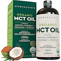 Organic MCT Oil for Keto Coffee (32 fl oz) - Best MCT Oil Supplement to Support Energy and Mental Clarity, USDA Organic, Non-GMO and Paleo Certified & Keto Friendly