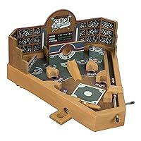 Hey! Play! Baseball Pinball Tabletop Skill Game - Classic Miniature Wooden Retro Sports Arcade Desktop Toy for Adult Collectors and Children, NULL, 13 x 12.25 x 8
