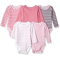 Hanes Unisex-Baby Hanes Baby Long Sleeve Bodysuit, Ultimate Flexy Bodysuits Boys & Girls, 5-Pack