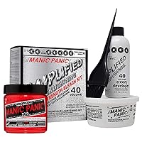 MANIC PANIC Electric Pink Pussycat Hair Dye Bundle with Hair Bleach Kit 40 Volume Developer
